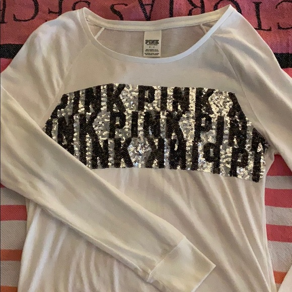 Sold VS pink sheer long sleeve fitted tee SM - Picture 4 of 5